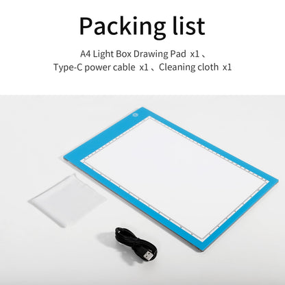 Light Box Drawing Pad, Tracing Board with Type-C Charge Cable and Brightness Adjustable for Artists, AnimationDrawing, Sketching, Animation, X-ray Viewing (A4-P-Blue-New)