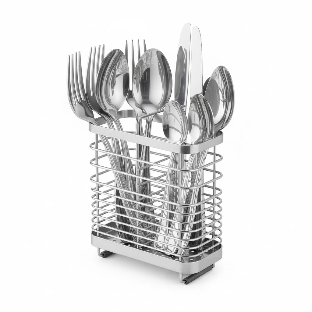 MAXCOOK Kitchen Utensil Drying Rack, 18/8 Stainless Steel Chopsticks Spoon Fork Knife Basket Flatware Storage Drainer, Cutlery Holder for Kitchen Counter