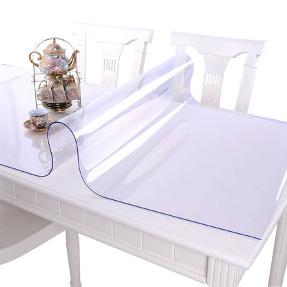 NECAUX Custom Multisize 1.5mm Thick Clear PVC Table Cover Protector - 48 x 66 Inch Waterproof Large Wood Furniture Office Desk Protective Plastic Dining Coffee End Tabletop Pad