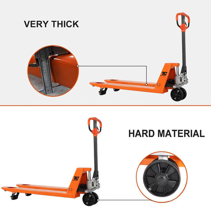 Tory Carrier Manual Pallet Jack Truck - 5500lbs Capacity, 48" L x 21" W Forks - Heavy-Duty Hand Pallet Truck with Controllable Lowering Speed, Overload Protection, and Nylon Wheels-2PCS