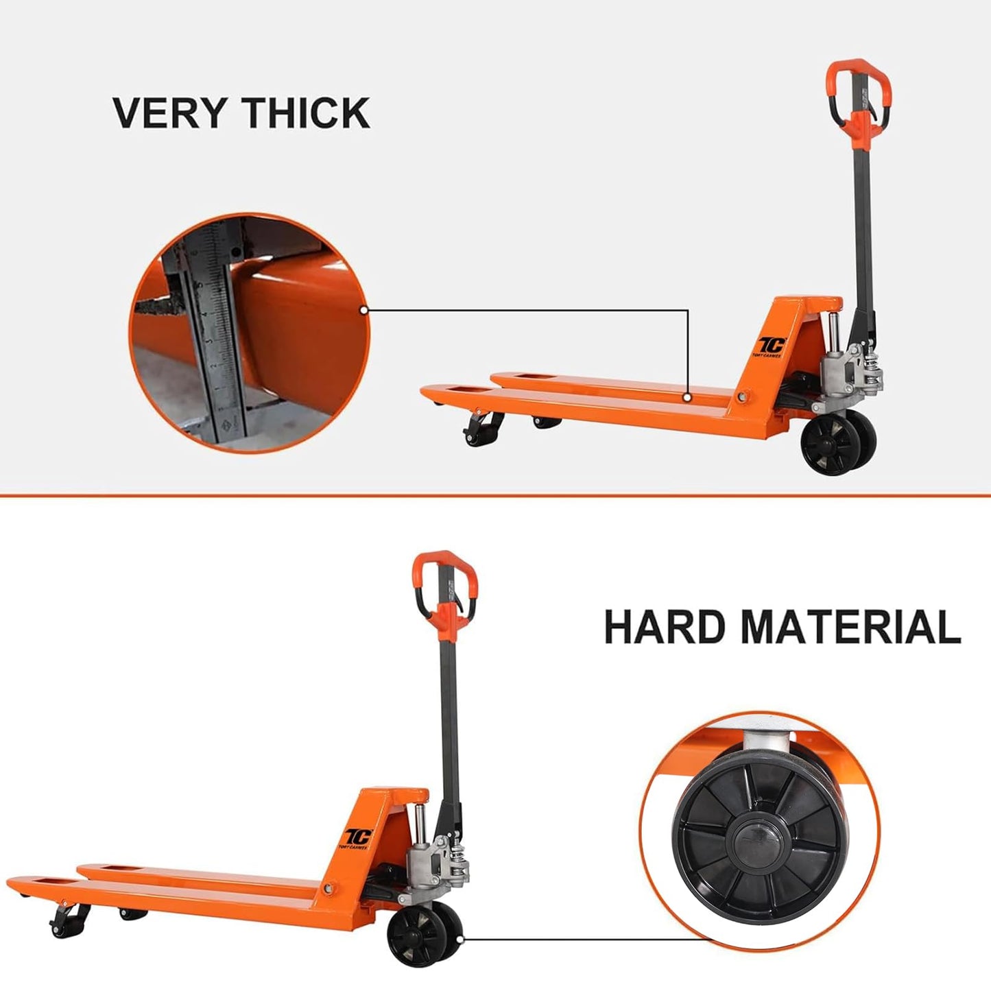 Tory Carrier Manual Pallet Jack 5500lbs Capacity, Hand Pallet Truck 48" L×21" W Fork Size-2PCS