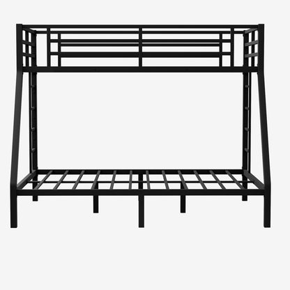 Bellemave Twin XL Over Queen Bunk Bed for Adults, Twin XL Over Queen Bunk Beds Frame with 2 Ladder and Full Length Guardrail, Easy Assemble, Mattress Not Included, Black
