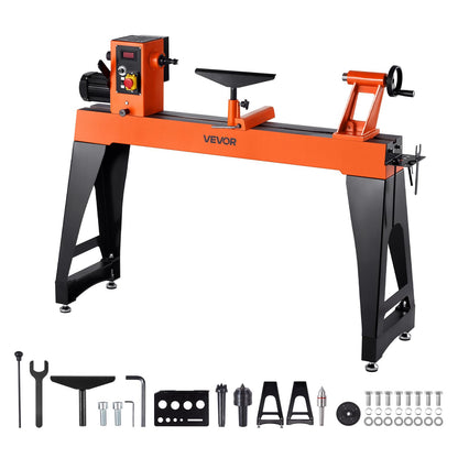 VEVOR 1.5 HP Wood Lathe, 16 x 40 in Wood Lathe Machine with 150 to 3200 RPM Variable Speed Brushless DC Motor Cast Iron Body Tool Rest for Medium to Large Projects Woodworking