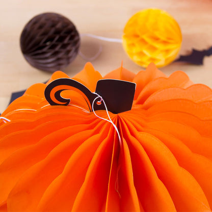 12 Pack Fall Pumpkins Centerpieces for Tables 10 Inch Thanksgiving Honeycomb Tissue Ball Hanging Pumpkins Maple Harvest Home Party Decoration Supplies