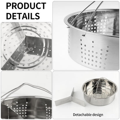 Stainless Steel Vegetable Steamer Basket, Insert Steaming Rack with Handle, Mesh Steaming Basket Holder Trio Separator Set for Pressure Cooking(SIZE:21 * 13cm)