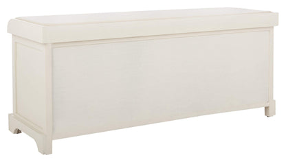 SAFAVIEH Furniture - Lonan Storage Bench - Vintage White - Solid Wood - Farmhouse Lift-Top Design - Ideal for Entryway, Living Room, Hallway, 18" Seat Height (AMH5733C)