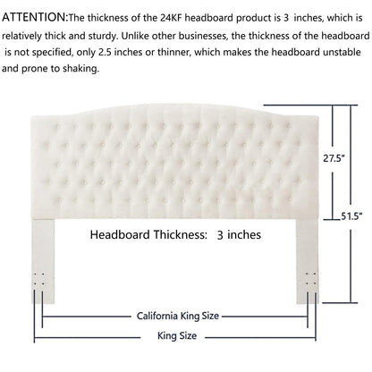 24KF Boucle Upholstered Tufted Button King Headboard and Comfortable Fashional Padded King/California King Size headboard,6025-K-Boucle-Ivory