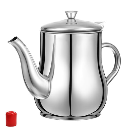 OUNONA Stainless Steel Oil Strainer Pot 2-in-1 Grease Separator and Dispenser with Removable Filter Screen and Cover for Kitchen Cooking 7.48X3.74X5.31 Inches