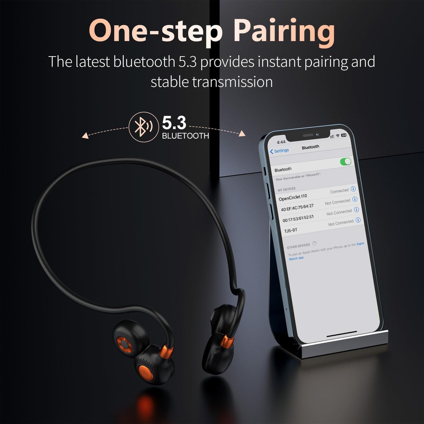 Ortizan Open Ear Headphones, Bluetooth 5.3 Wireless Air Conduction Headphones Sport Earbuds, Premium Sound, IPX6 Waterproof, Clear Call, 19g Lightweight Earphones for Running Cycling Workouts (Black)