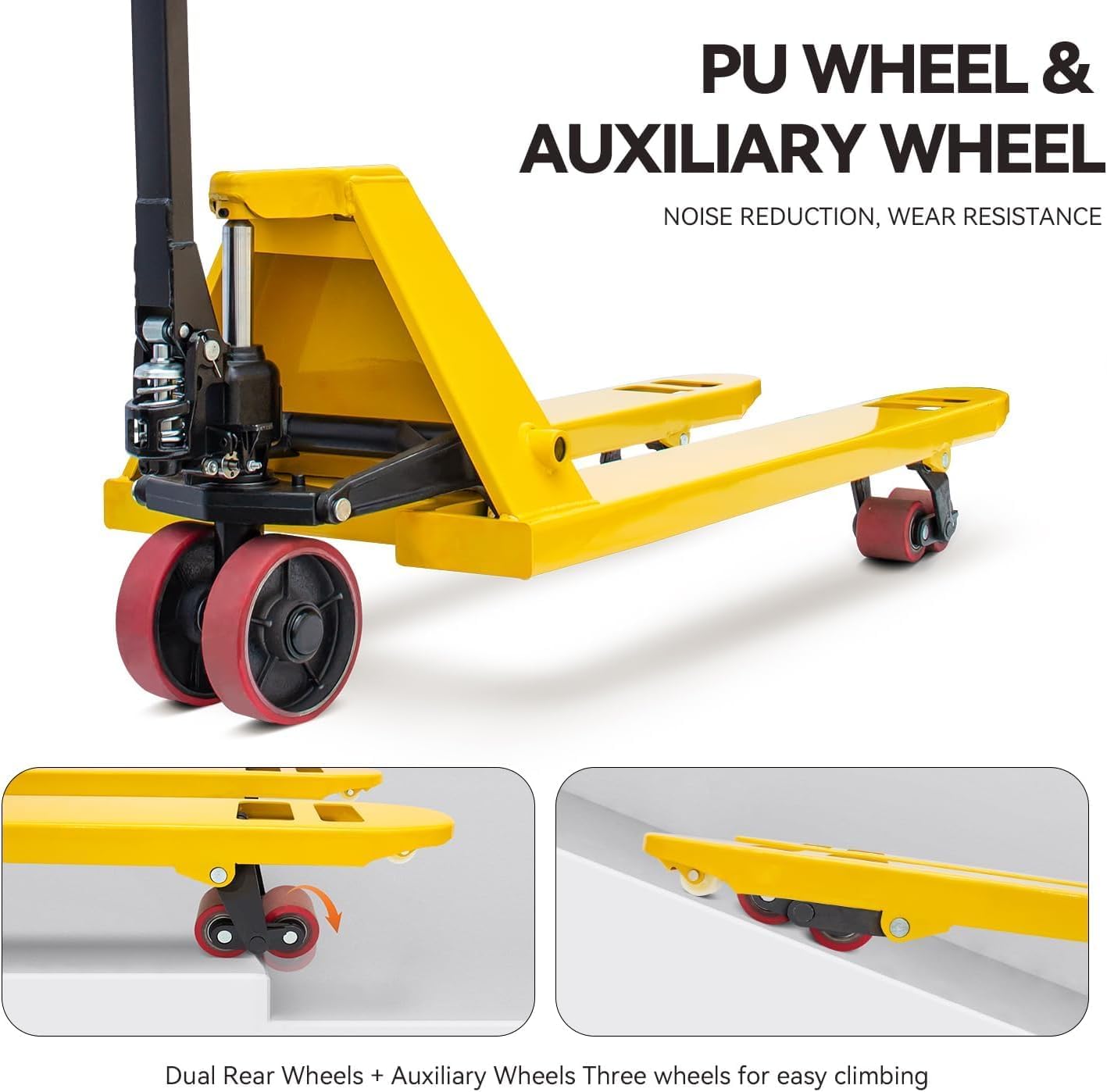 Fworkleft Manual Pallet Jack 4,400 LBS Capacity, 48" x 21" Heavy Duty Pallet Truck with Nylon Wheels, Industrial Hand Pallet Jack for Warehouse, Factory & Material Handling