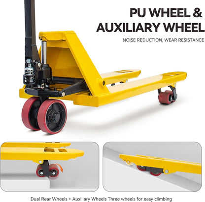 Fworkleft Manual Pallet Jack 4,400 LBS Capacity, 48" x 21" Heavy Duty Pallet Truck with Nylon Wheels, Industrial Hand Pallet Jack for Warehouse, Factory & Material Handling