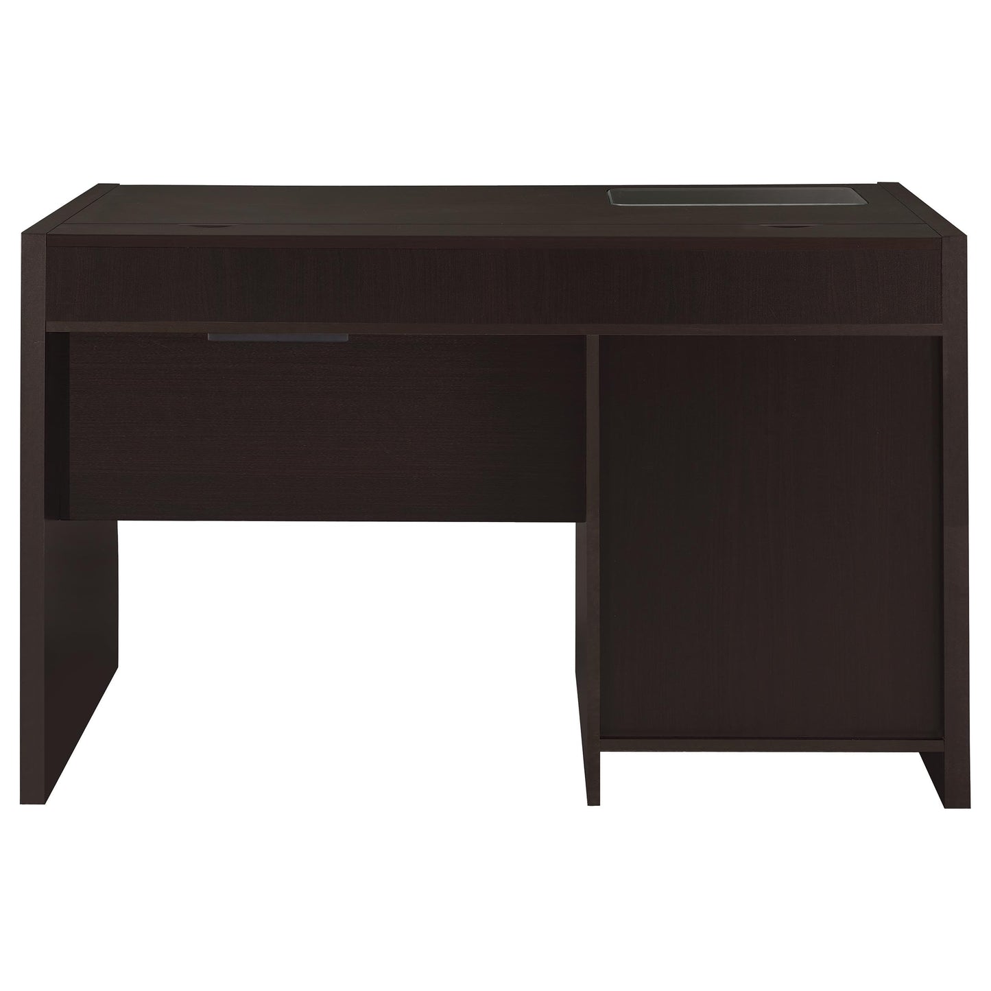 Coaster Home Furnishings - Halston - Engineered Wood - 47-Inch Computer Desk with Drawers, Door Cabinet & Lift-Top Storage, Tempered Glass Top, Contemporary Style - Home Office - Cappuccino - 800702
