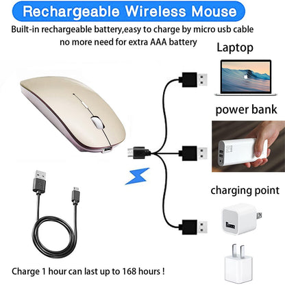 Bluetooth Wireless Mouse for Laptop mac MacBook ipad MacBook air MacBook pro pc Desktop Computer Windows Chromebook Notebook (Silver)