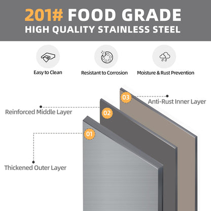 JFHID Stainless Steel Work Table, 57"x19.7" Commercial Worktable Kitchen Cabinets with Extend Panel & Adjustable Shelf, Heavy-Duty Kitchen Prep Table Workbench for Home, Restaurant, Garage and Hotel