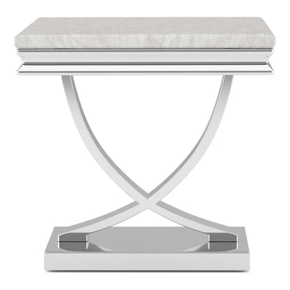 Furniture of America Obera 18mm Faux Marble Top 2-Piece Coffee Table Set with X-Shaped Base, Metal Construction, Home Decor for Living Room, Lounge Area, Office, Chrome