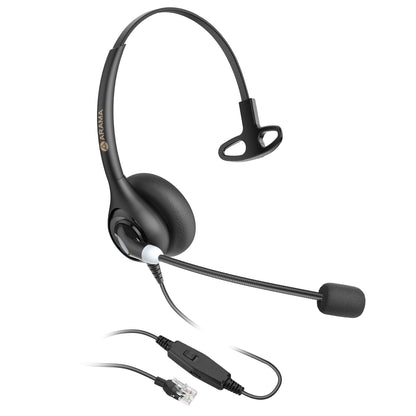 Arama Telephone Headsets for Yealink Phones RJ600Y1 RJ9 Office Wired Headset with Mic Noise Canceling Compatible with Yealink VoIP Phone T54W T46U T33G Poly Snom Grandstream Phones Desk Landline