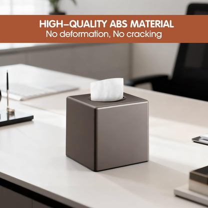 Y-in Hand Tissue Box Cover, Square Facial Cube Tissue Box Holder, Storage Accessories for Bathroom Vanity, Bedroom Countertops, Dressers, Night Stand, Parlors and Offices - Brown Bronze