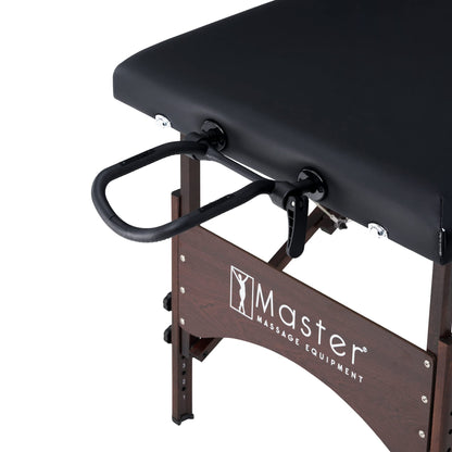 Master Massage Argo 28" Portable Massage Table with Walnut Legs – Spa Bed, Lash Table, Tattoo Bed, Beauty Bed – Black