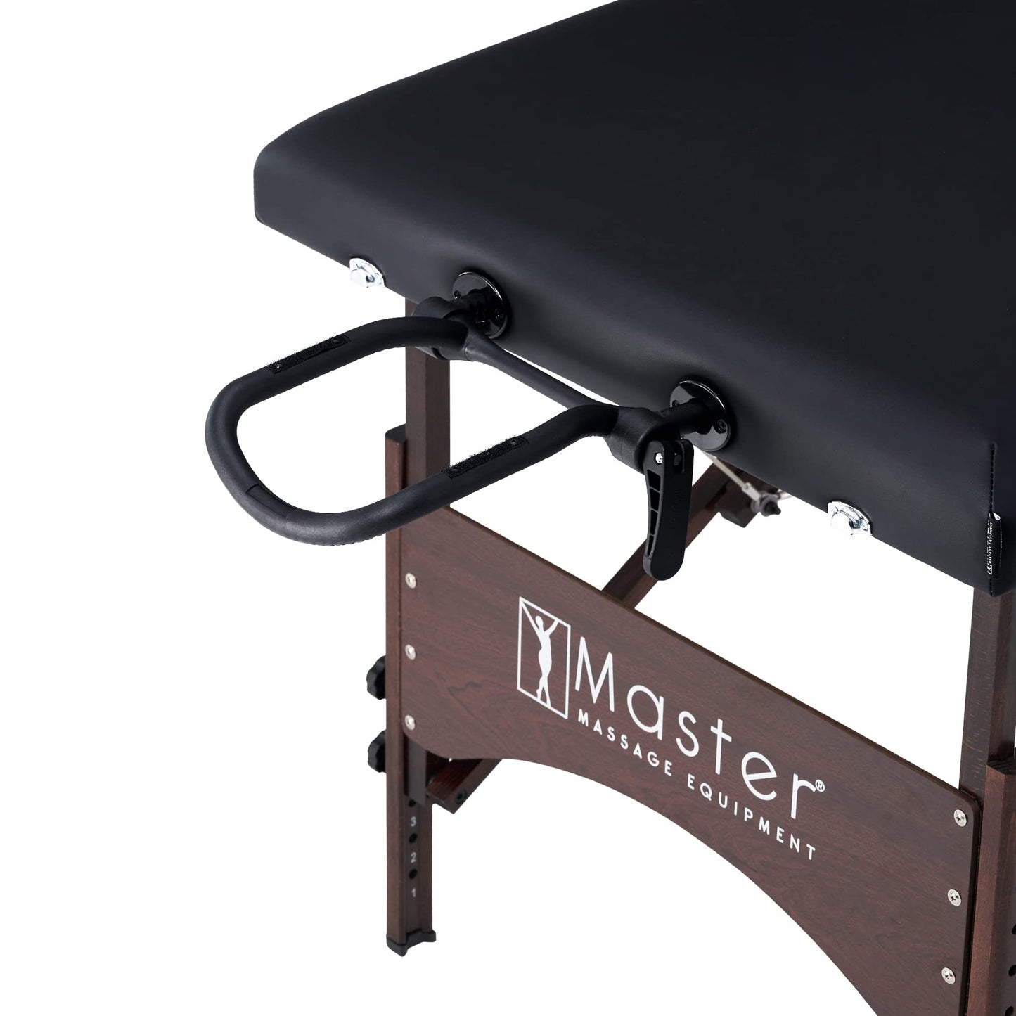 Master Massage 28" Argo Portable Spa and Beauty Table in Black with Walnut Legs