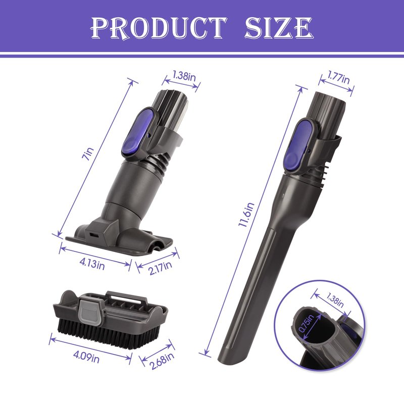 Vacuum Crevice Tool Brush Replacement Parts Compatible with Shark Pet Cordless Stick IX141 IZ162H IZ163H IZ362H IZ562H IZ140 IZ142 UZ145 Removable two-in-one Tool Brush Attachments for D-Shaped Vacuum