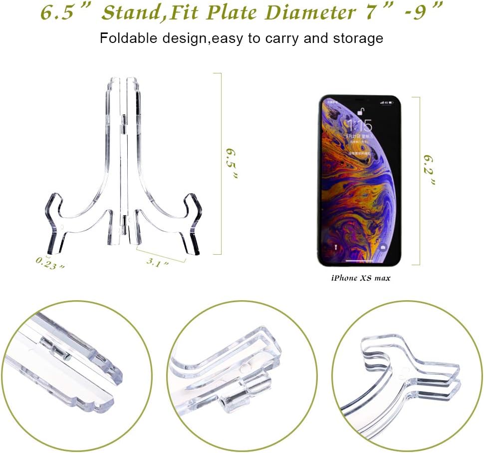 Artliving Clear 8 Pack 6.5inch Acrylic Easels, Display Stand Holder for Pictures, Plates, and Artworks