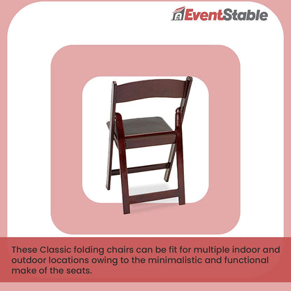EventStable Titan PRO Resin Folding Chair - Mahogany Indoor/Outdoor Lightweight Folding Chair with Vinyl Padded for Weddings Parties Events - 100 Pack
