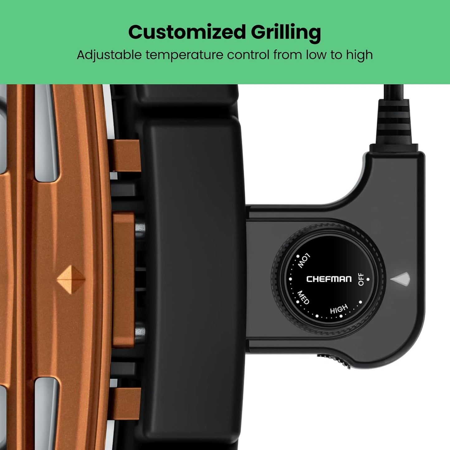 Chefman Smokeless Indoor Electric Grill, Extra Large Nonstick Table Top Grill with Adjustable Temperature Control