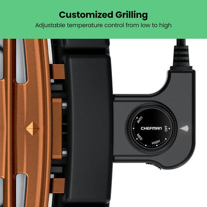 Chefman Smokeless Indoor Electric Grill, Extra Large Nonstick Table Top Grill with Adjustable Temperature Control