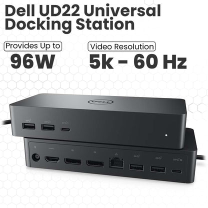 Crossery Dell UD22 Docking Station Bundle - Includes Dell Universal Dock UD22, HDMI & Ethernet Cable, 130W Power Adapter - USB-C Laptop Docking Station - Efficient Connectivity Solution (Renewed)