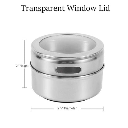 Upgrade Magnetic Spice Jars 12pcs with Wall Mounted,Stainless Steel Spice Tins with Lid and Small Holes for Sprinkle Rust Free Easy to Clean Includes 94 Labeling Stickers by Beeyoka