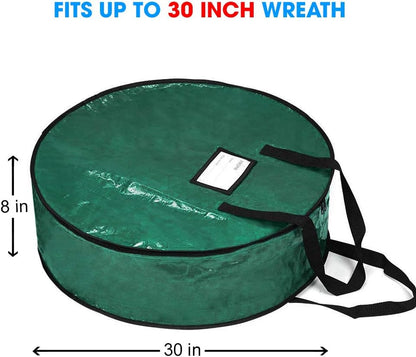 ProPik Christmas Wreath Storage Bag, 30" Holiday Container with Heavy Duty Handles (Green)
