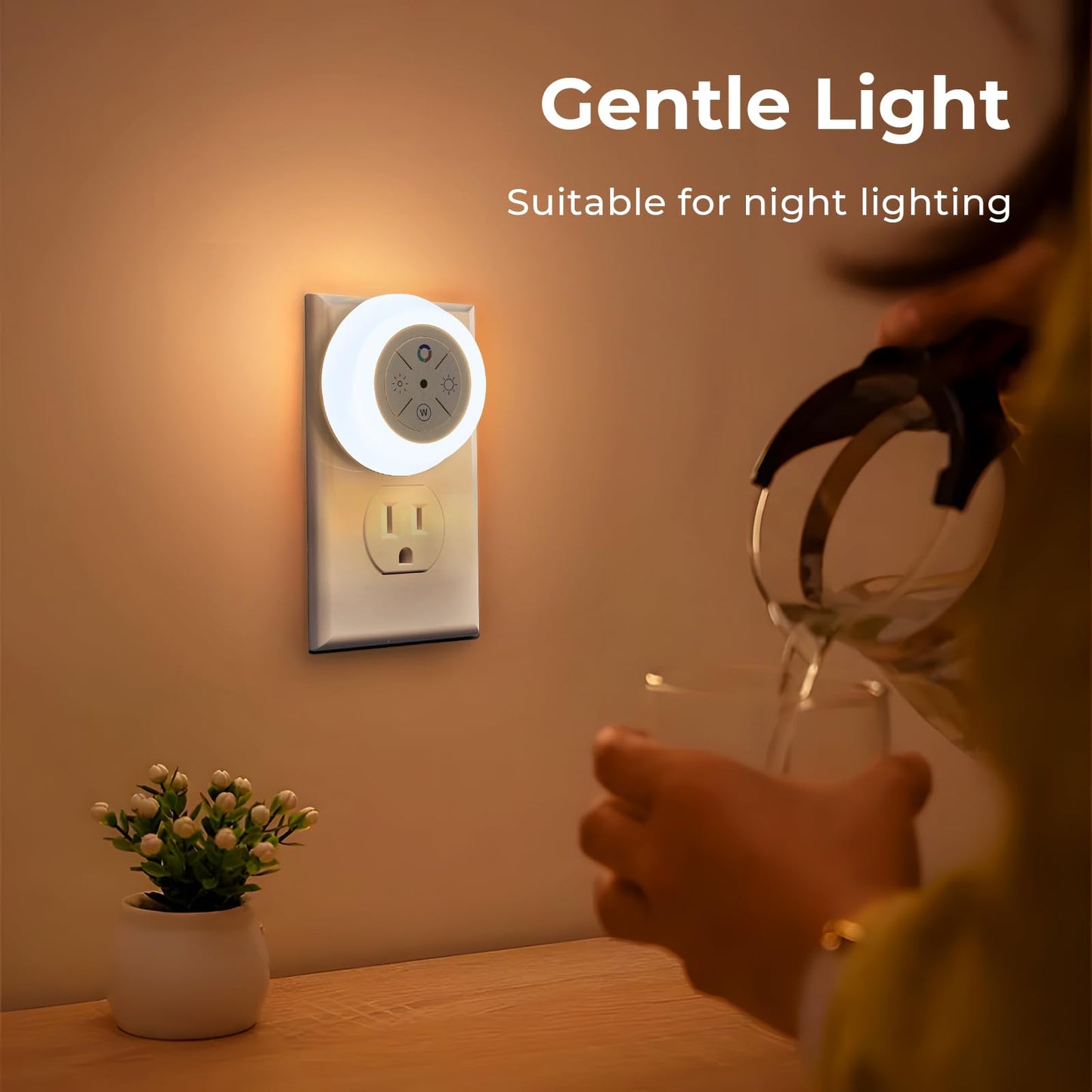 Dawnrise Night Lights Plug Into Wall,Dusk to Dawn Sensor,2 Pack,12-Color Changing Led Plug in Night Light Dimmable for Bedroom,Stairs,Kitchen,Hallway,Utility Room,Kids Room