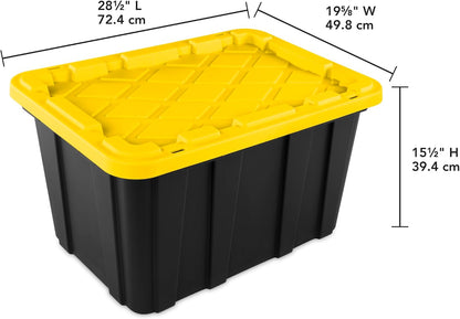 Sterilite 12-Pack Industrial Tote - Heavy-Duty Plastic Storage Bins with Lids, 27 Gallon | Ideal for Organizing Closet, Bathroom, Office