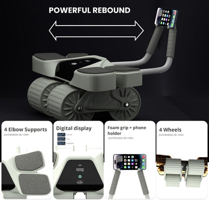 2025 New 4-Wheel Abdominal Roller with Elbow Support : Latest Upgraded High-Performance Exercise Machine With Automatic Rebound, Multi- layered Anti-Slip Design with Calorie Counting LCD Screen