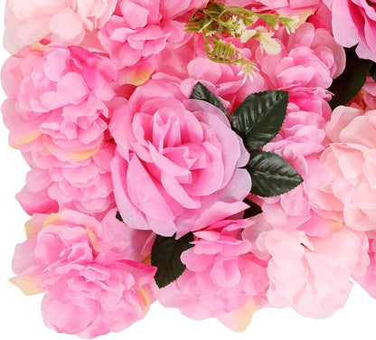 GOUZIBHD 24x16in Flower Wall Panels Wedding Party Bouquet Wall Backdrop, Faux Roses Artificial Flower Wall Background, Flower Wall Panel for Party Bridal Event Decor(Size:12PCS)