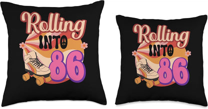 In-line Skates Throw Pillow, 16x16, Multicolor Rolling Into 86 Towards 1940