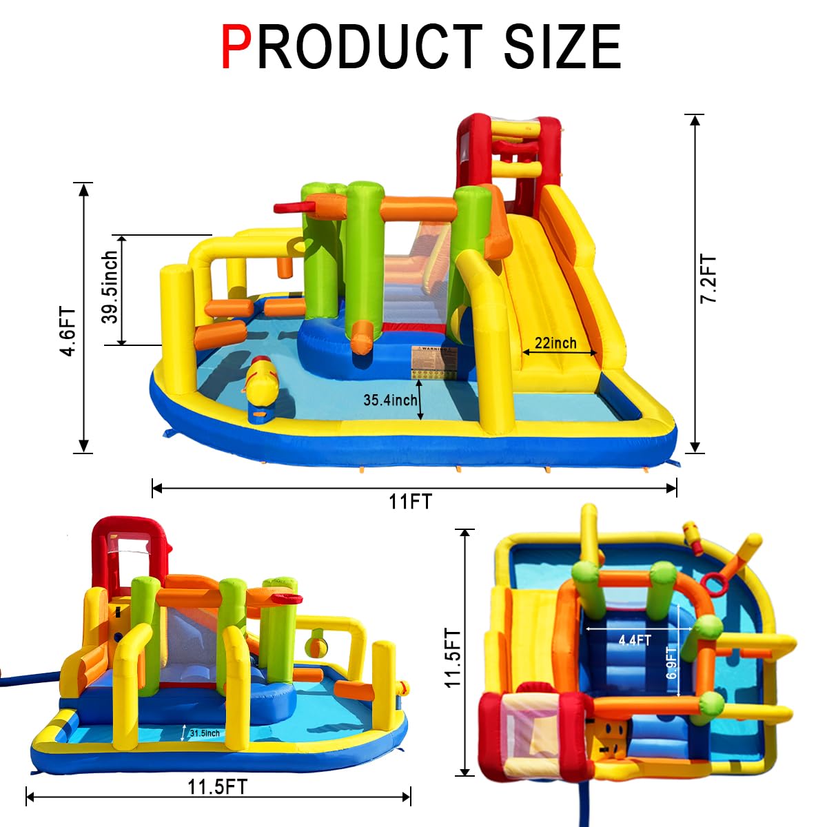Umbalir Inflatable Obstacle Bounce House, Kids Bounce House Water Park with Water Slides, Surprise Dump Bucket, Obstacles,Jumping, Tunnels, Climbing,Water Cannon, and Ball Shooting Frame