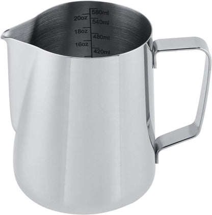 600ml Stainless Steel Frothing Cup, Measuring Mug for Milk Frothing, Latte Coffee Art