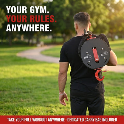 Qrope Endless Rope Trainer Machine - Portable Rope Pull Pulley System - Home Gym Workout Equipment for Strength Training - Infinity Rope for Upper Body and Forearms