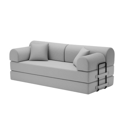 78-Inch Oversized Loveseat Boneless Foam Couch Convertible Mattress Sleeper Bed and Floor Lounge Chaises for Living Room Office, Boucle Upholstered Compressed Cloud Sofa