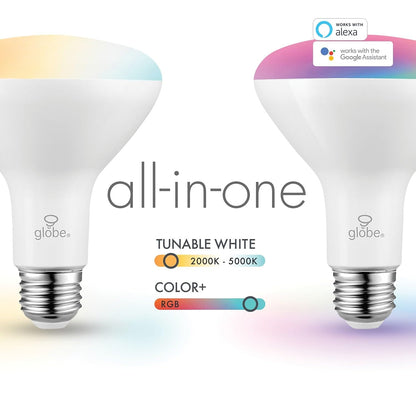 GLOBE Electric 34919 Wi-Fi Smart 5.5W (60W Equivalent) Straight Filament Tunable White Amber Glass LED Light Bulb, No Hub Required, Voice Activated, 2000K - 5000K, Vintage Edison Style, 500 Lumns