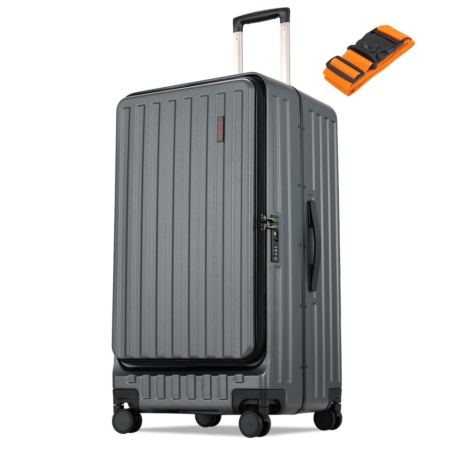 CENSIEN Checked Luggage, Large Suitcase 29 Inch Trunk Luggage with Spinner Wheels, Lightweight ABS+PC Hard Shell with Aluminum Frame, Top Opening, TSA Lock (Grey, 1PC)