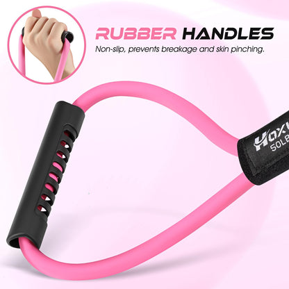 Resistance Bands, Figure 8 Resistance Band, Exercise Bands with Handles for Back, Workout Bands for Arms, Shoulder, Leg, Physical Therapy, Pilates, Home Gym Workout Equipment for Women Men