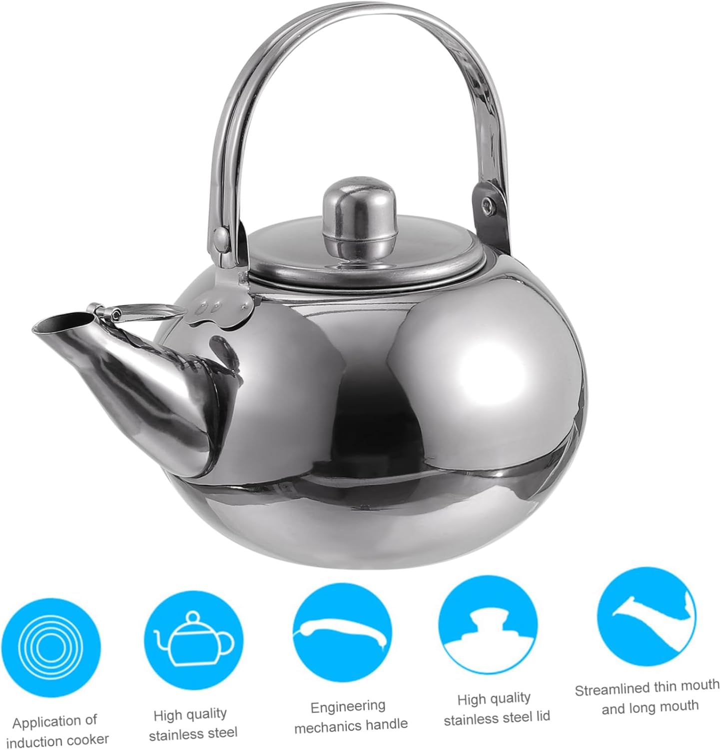 1pc Metal Tea Kettle with Infuser, Stainless Steel Pot Filter Screen for Coffee