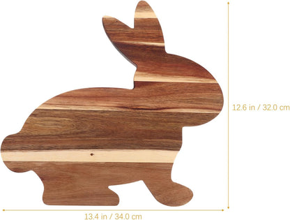 BESTOYARD Bunny Shaped Wooden Serving Board, Wood Cutting Board, Easter Serving Platter for Cheese and Vegetables
