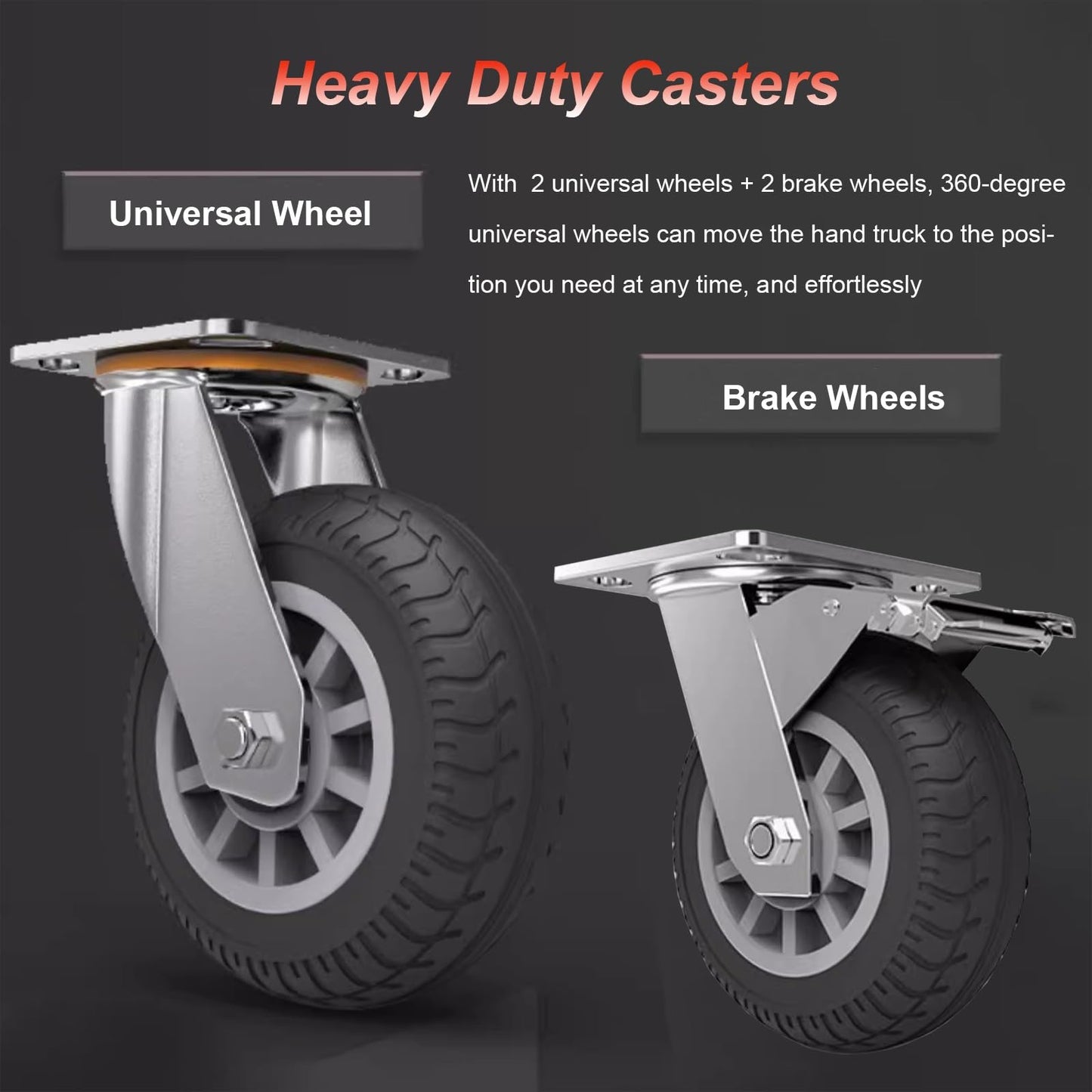 Heavy Duty Push Cart Dolly, Commercial Platform Truck for Home Office, Warehouse, and Supermarket, 8 Inch Brake Tires for Enhanced Stability