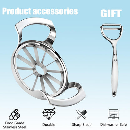 Apple Slicer,12 Blade Extra Large Apple Corer, Heavy Duty Stainless Steel Apple Cutter and Divider，Easy to Use, Time-Saving,Kitchen Tool (12 Blades)