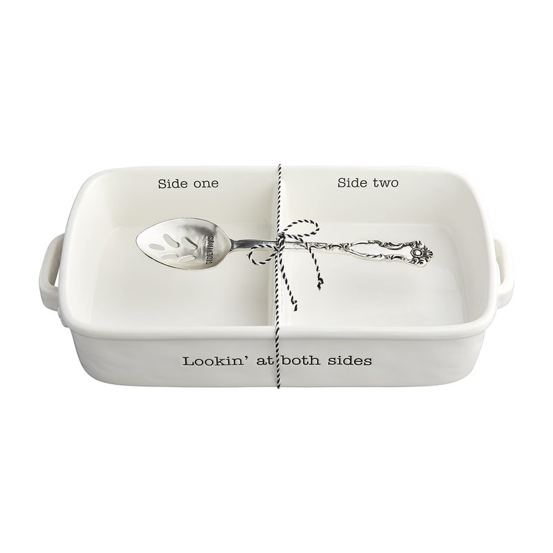 Mud Pie Circa Side Baker Set, White, 2.5" x 8" x 14"