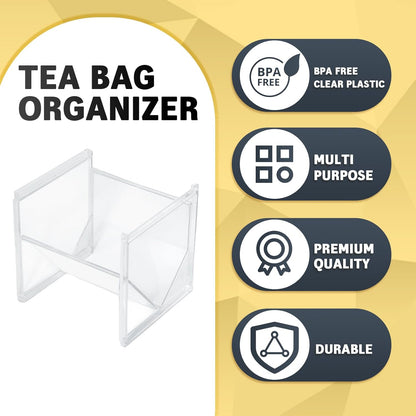 2Pcs Tea Bag Storage Organizer, Stackable Clear Plastic Holder for Drawer Countertop, Coffee Station