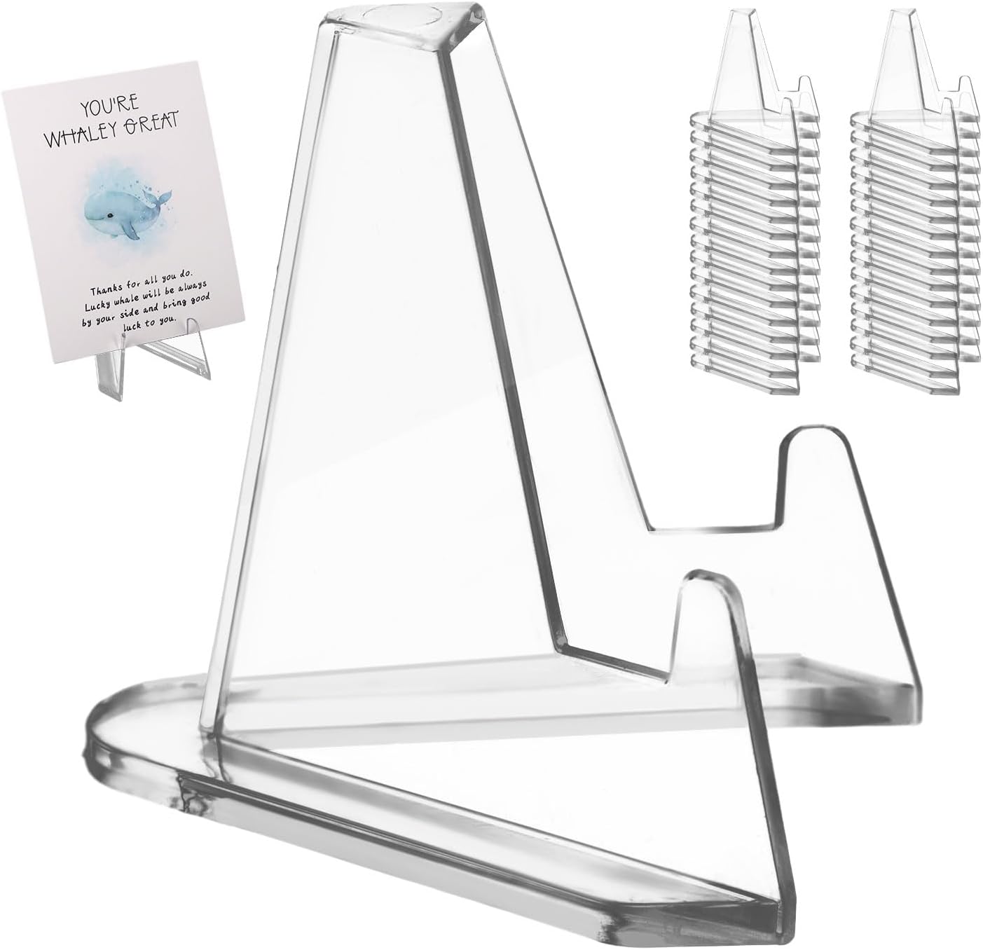 30pcs Card Display Stand, 2.2 Inch Small Transparent Acrylic Holder for Business Cards, Mini Clear Easel